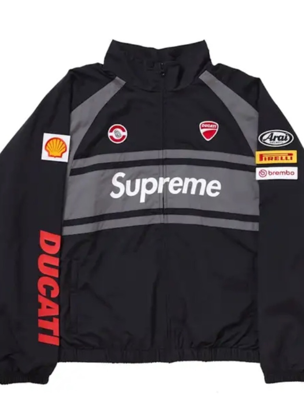 Supreme Black & Gray Ducati Racing Windbreaker with Red Accents